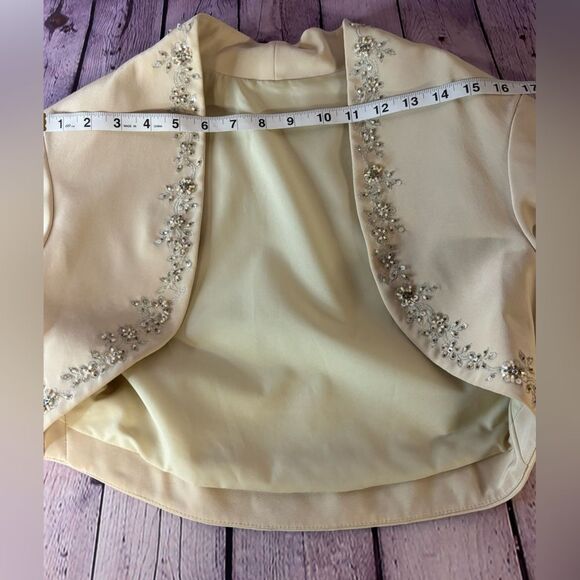 Mori Lee Ecru Beige Classic Crystal Beaded Embellished Full Evening Dress Size 8 - Picture 14 of 15